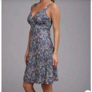 PATAGONIA SZ M MINETTE FLORAL SUNBURST ATHLEISURE V NECK DRESS LN